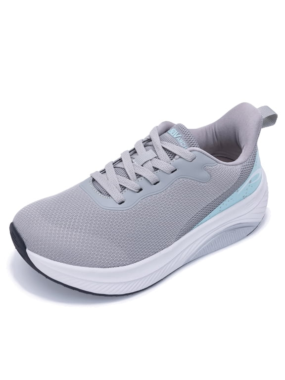 Plantar Fasciitis Walking Sneakers, Wide Toe Box with Arch and Orthotic Support Grey US 7.5
