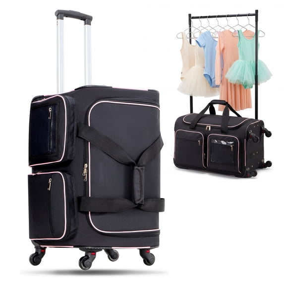 Fegat Dance Bag with Garment Rack,23" Newly Upgraded Rolling Dance Bag With 360° Detachable Wheels,Large Travel Dance Duffle Bag for Dancers Shows Livestreamer Athletes