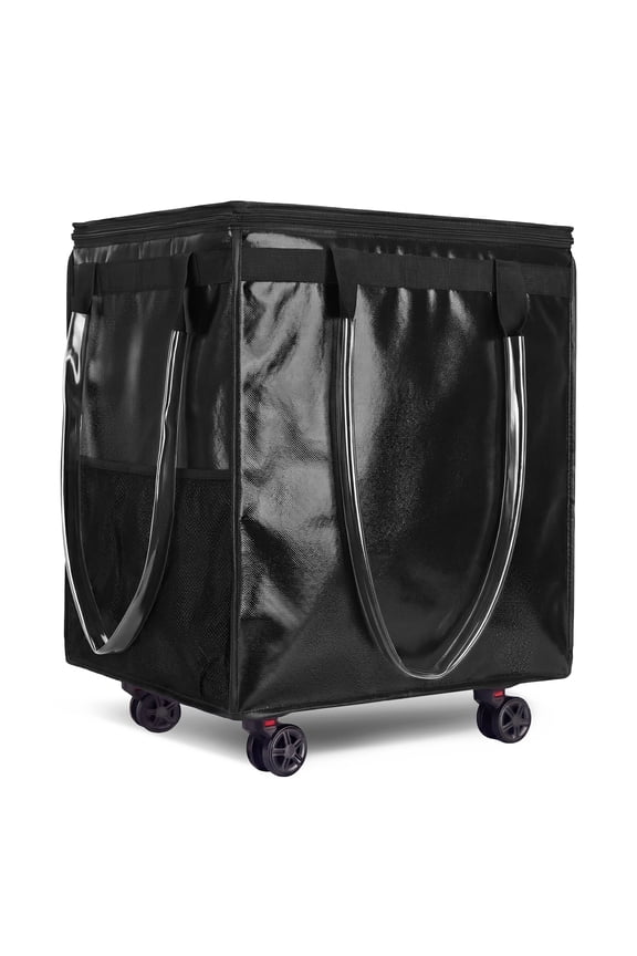 Reusable Grocery Bag on Wheels, Foldable Rolling Tote,Large Upgraded Wrinkle-Resistant Shopping Bags with Wheels and Handle for Trips, Moving, Laundry, Kitchen(Medium)