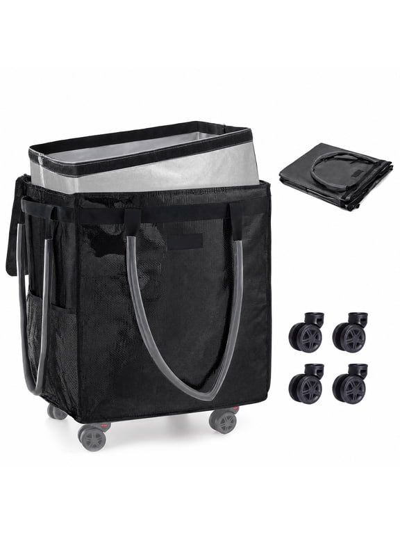 Fegat Reusable Grocery Bag on Wheels,Rolling Tote,Foldable Shopping Bags with Wheels and Handle for Trips, Moving, Laundry, Kitchen