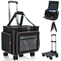 Fegat Rolling Craft Bag,Large Rolling Teacher Tote Bag with Laptop Compartment,Detachable Dolly,Roller Scrapbook Tote Bag Sewing Machine Storage Tote for Women,Craft,Teaching,Office, 5 Wheels, 17.3"