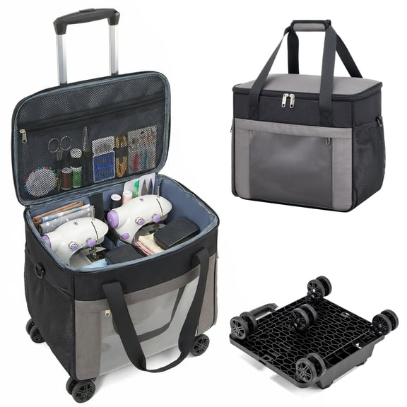 Fegat Rolling Craft Bag,Large Teacher Rolling Bag,Scrapbook Sewing Tote Bag for Teacher,Nurse,Craft,Office,Moving