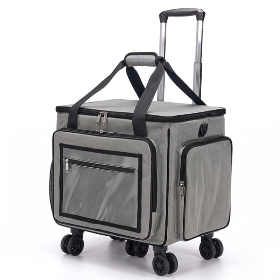 Rolling Craft Bag,Large Scrapbook Sewing Machine Tote Bag,Roller with Laptop Compartment,Detachable Cart,Sewing Accessories Tote for Women,Craft,Teaching,Office