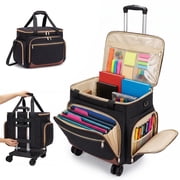 Rolling Craft Bag,Sewing Machine Tote,Large Sewing Accessories Storage with Wheels,Detachable Rolling Teacher Bag and Tr