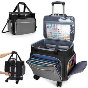 Rolling Craft Bag,Sewing Machine Tote,Large Sewing Accessories Storage with Wheels,Detachable Rolling Teacher Bag and Transport Tote for Craft,Teaching,Office
