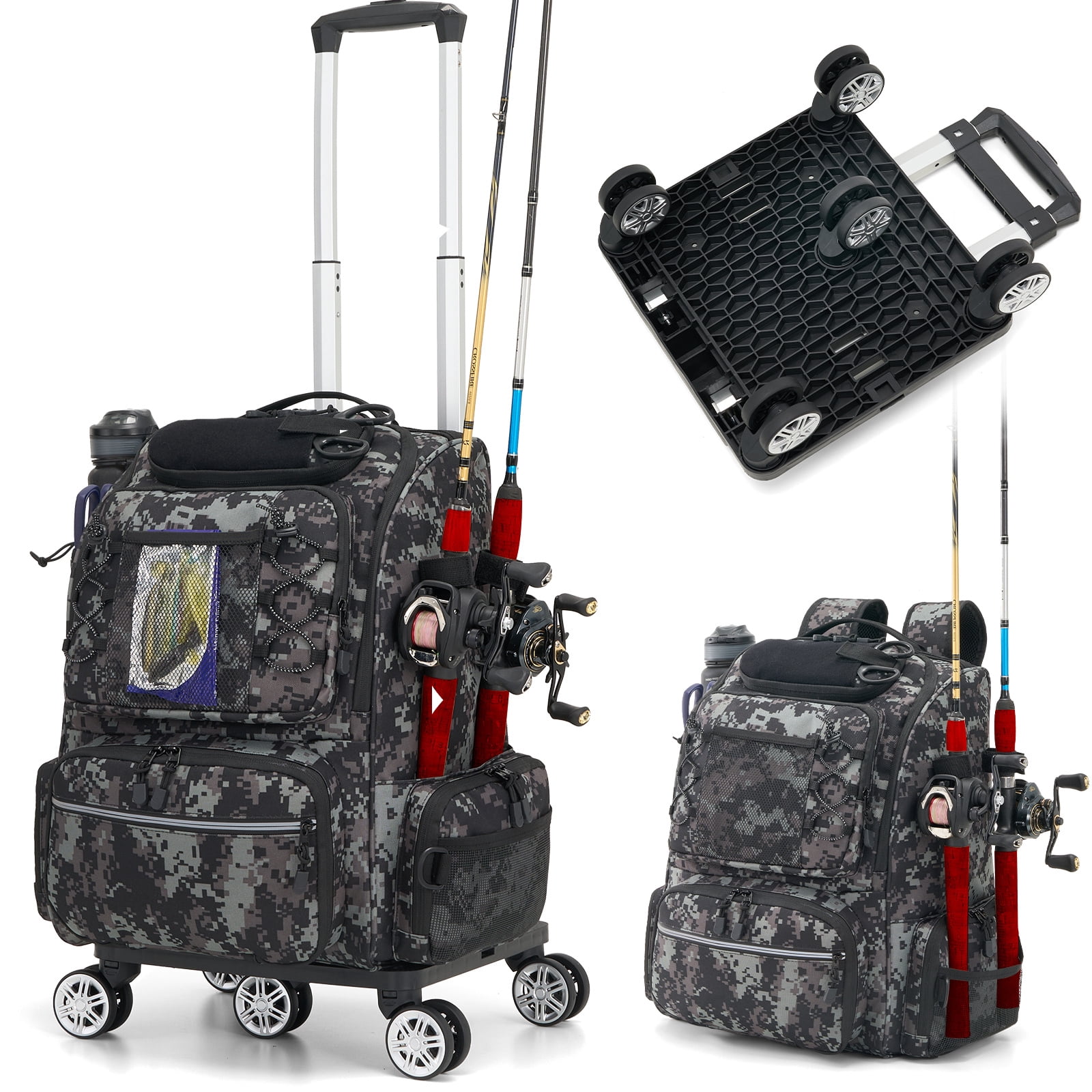 Fishing Backpack With Rod Holder 48L Large Fishing Tackle Backpack With Rod  Holders & Rain Cover - Ultimate Angler Gear Bag Tackle Box Backpack