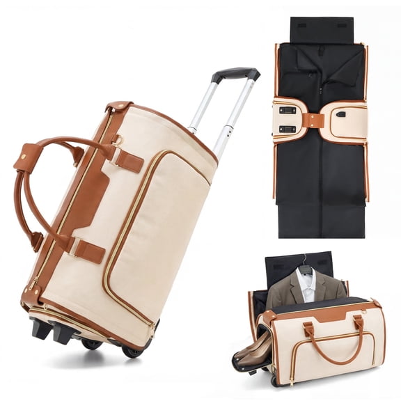 Rolling Garment Bag for Travel,3-in-1 Carry On Luggage with Wheels & Shoe Compartment,Detachable Bag,Large Suitcase Suit Business Duffle Bag,Organize for Suits, Dresses,Gowns