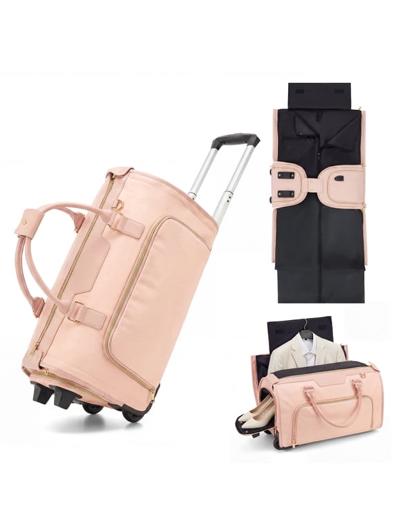 Rolling Garment Bag for Travel,3-in-1 Carry On Luggage with Wheels & Shoe Compartment,Detachable Bag,Large Suitcase Suit Business Duffle Bag,Organize for Suits, Dresses,Gowns