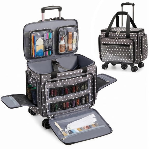 Rolling Craft Bag Sewing Machine Carrying Case,Rolling Organizer Work Bag with Removable Bottom Pad,Trolley Tote Bag on Wheels for Crafter Nurse,Teaching,Office
