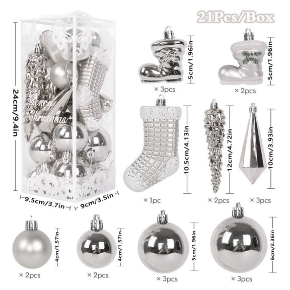 Fegute 21 Pack 3.15 Inch Christmas Tree Alien Balls Ornaments Great for Holiday Decorations Unique Design for Home & Garden Christmas Party Elegant Tree Decor Accessories Silver,Free Size
