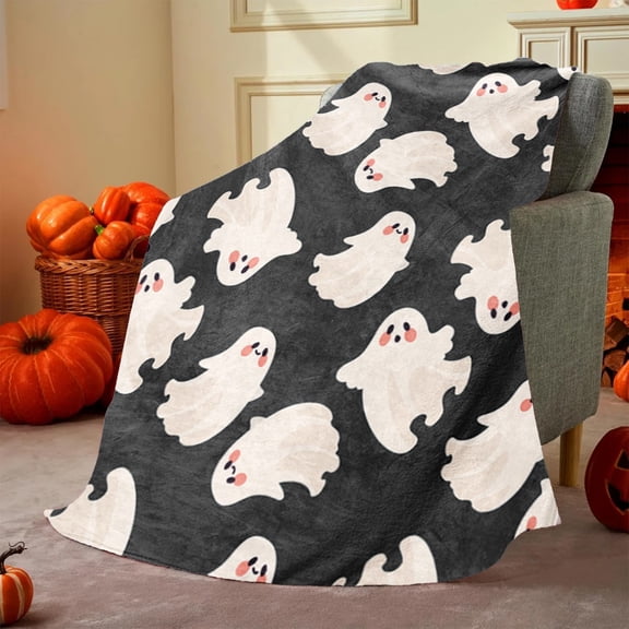Fegute 29.53x39.37in Flannel Blanket Non-Functional Blankets Multicolor Halloween Design Cozy Home Decoration Soft Warm Nap Air Conditioning Gift for Halloween Home & Garden B,B