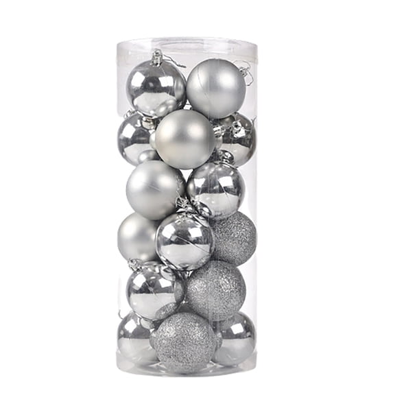Fegute 60mm Shatterproof Christmas Tree Baubles Balls 24Pcs Pack Multicolor Shiny Matte Glitter Decorative Ornament for Home Party Wedding Tree Decor Event Christmas Display Silver,Free Size
