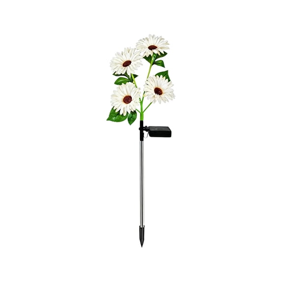 Fegute 69cm Solar Powered Daisy Garden Stake Lights Plastic Outdoor Decorative Landscape Lighting Waterproof Ambient Light for Gardens Patios Courtyards Pathways White,