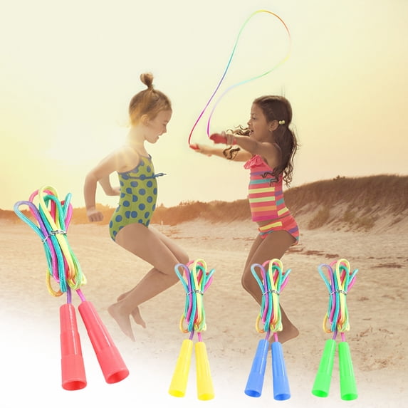 Fegute Colorful Skipping Ropes Plastic Jump Ropes for Kids Outdoor Sports Fitness Training Coordination Flexibility 2m Length Party Games