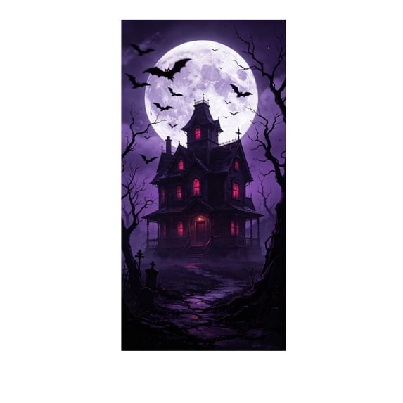 Fegute Halloween Door Cover 100% Polyester Door Curtain Festive Party Decoration Multicolor 35 x 71 In Suitable for Indoor Outdoor Events Enhance Holiday Atmosphere