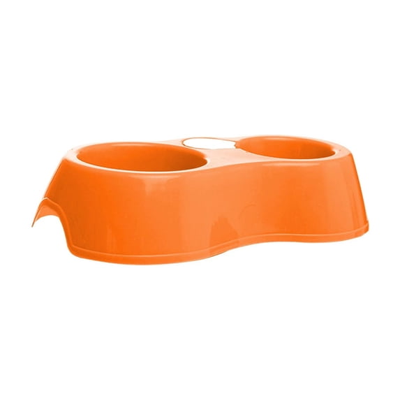 Fegute Pet Double Bowl Non-Slip Plastic Dog Bowl Feeding Dish Unique Design Portable Pet Supplies Ideal for Travel Home Use Oval Shape Durable Pet Accessories