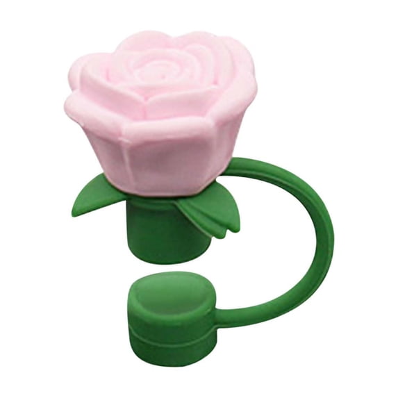 Fegute Rose Straw Stopper 10mm Flower Cap Food Grade Material Functional Dust Cover for Drinks Home Outdoor Events Stylish Design