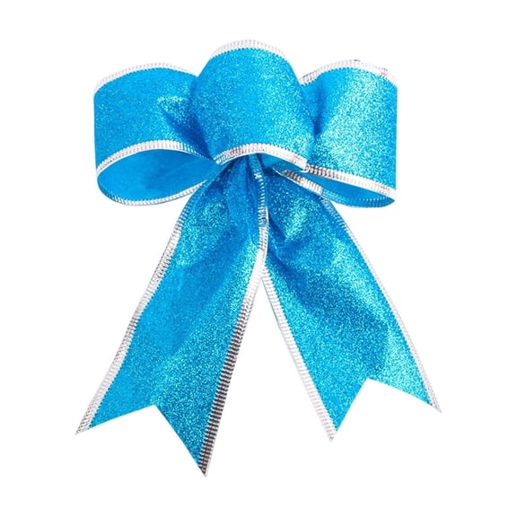 Fegute Sky Blue Christmas Bow Decorations Fabric Decorative Knots Elegant Ornaments for Christmas Tree Garland Wreath Indoor Holiday Decor 17x9.5cm