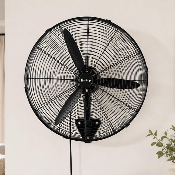Fehomix 20" Industrial Wall Mounted Fan, 4963 CFM High-Velocity Oscillating Commercial Fan with BLDC Copper Motor, 4-Speed Heavy Duty Metal Fan for Garage, Workshop, Warehouse & Greenhouse, Black