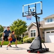 Fehomix Portable Basketball Hoop Outdoor, 4.9 10 FT Adjustable Basketball Goal with 44" Shatterproof Backboard, Fillable Base and Wheels for Driveway, Backyard, Youth and Adults