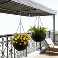 thumbnail image 1 of Fehomix Self-Watering Hanging Planter 13.4 Inch 2-Pack, Large Black Rattan Plant Pots with Water Level Indicator, Root Rot Resistant for Indoor Outdoor Garden Balcony, 1 of 7