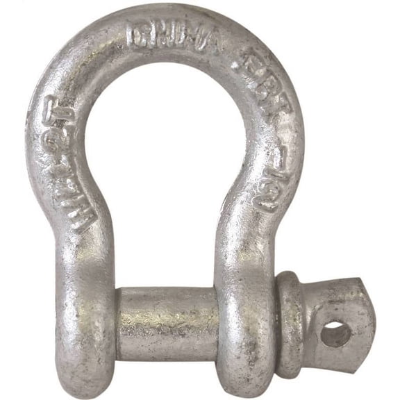Fehr Bros Anchor Shackle, 1-1/2 ton, 3/4 in Dia, Forged Steel, Hot Dip Galvanized