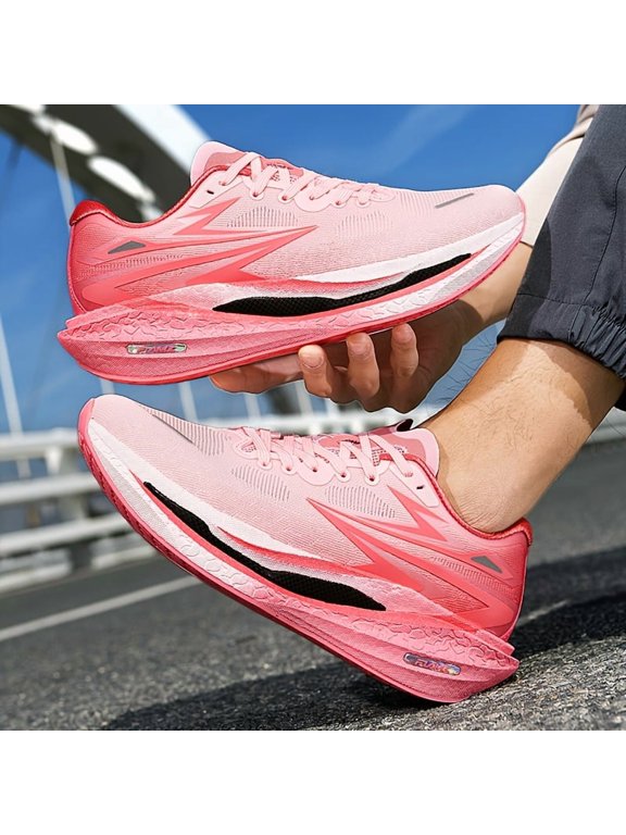 Fei Ran 4 Love Arrow Series Half & Full Marathon Carbon Plate Running Shoes - Ultra-Lightweight Breathable Fabric, Gradient Pink/White Design, TPR/Rubber Sole for Men & Women - All-Season Hiking, Gym