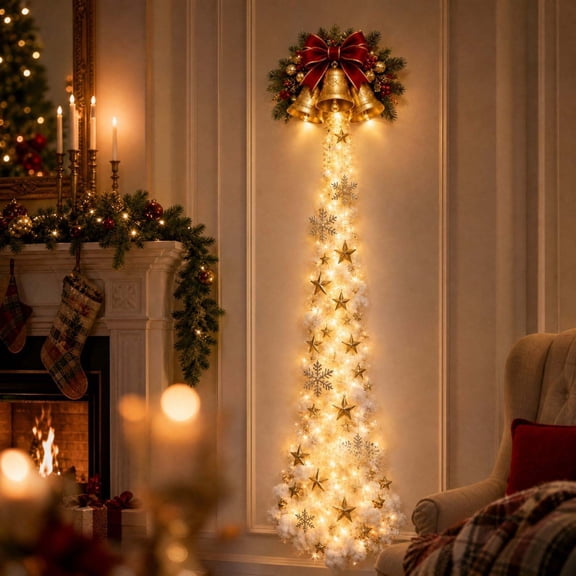 FeiBiQiuBi Christmas Magic Trail Wall Light, Glowing Christmas Wall Decor with Illuminated Holiday Story Scene, Lighted Indoor Holiday Wall Decor