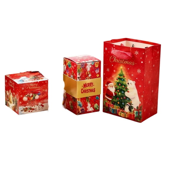 FeiBiQiuBi Christmas Surprise Box Gift, DIY Unique Folding Bouncing Gift Boxes with Confetti, Explosion Gift Box for Christmas Birthday Anniversary, 4 Bounces Boxes