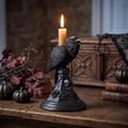 thumbnail image 1 of FeiBiQiuBi Gothic Black Crow Candle Holder Statue, Resin Crow Candlestick Holder, Halloween Gothic Tabletop Decor for Home Dining Table & Party, 1 of 8