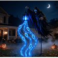 thumbnail image 1 of FeiBiQiuBi Halloween Soul Harvester Animated Garden Light, Solar Powered Grim Reaper Yard Stake with Flowing Blue LED Ghost Effect, Scary Skeleton Lighted Garden Stake for Front Yard, Porch & Walkway, 1 of 7