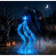 thumbnail image 1 of FeiBiQiuBi Halloween Soul Harvester Animated Garden Light, Solar Powered Grim Reaper Yard Stake with Flowing Blue LED Ghost Effect, Scary Skeleton Lighted Garden Stake for Front Yard, Porch & Walkway, 1 of 7