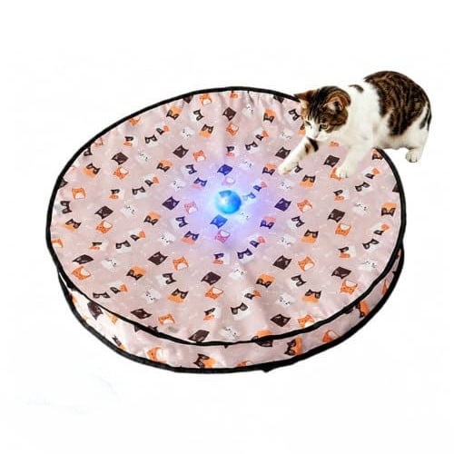 FeiBiQiuBi Meowball Mat, Interactive Cat Toy Pouch Hide and Seek Bag, Rechargeable Automatic Moving Pet Chaser for Indoor Cats Self Play