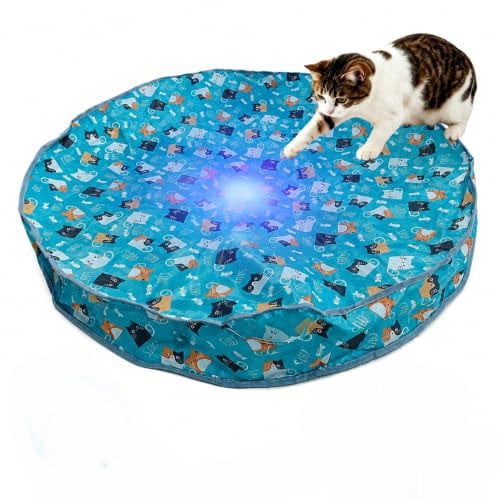 FeiBiQiuBi Meowball Mat, Interactive Cat Toy Pouch Hide and Seek Bag, Rechargeable Automatic Moving Pet Chaser for Indoor Cats Self Play