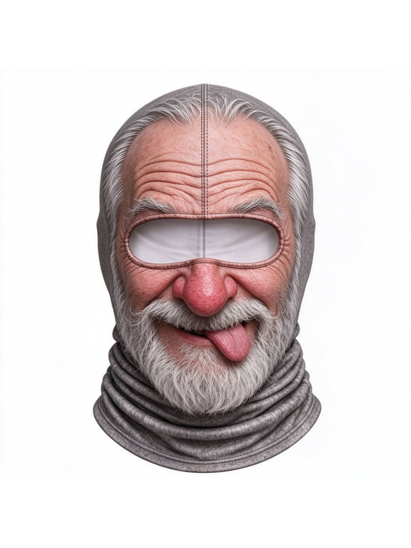 Old Man Ski Mask, Realistic 3D Printed Full Face Balaclava With Neck Coverage, Novelty Winter Face Cover for Skiing Snowboarding Outdoor Parties and Funny Gifts
