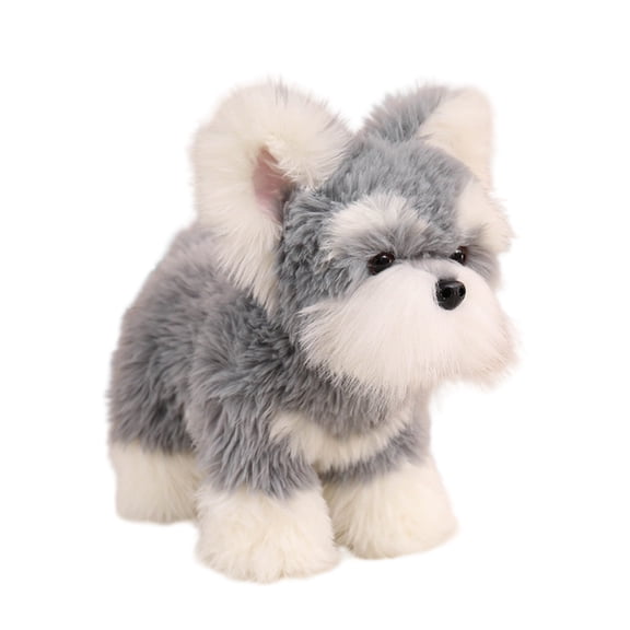 FeiBiQiuBi Schnauzer Dog Stuffed Animal Plushie, 8.7" Soft Realistic Animals Stuffed Sleep Aid Anxiety Relief Doll, Cozy Cuddle Buddy