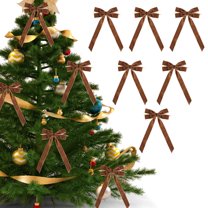 FeiFu 10.24in 6 Piece Christmas Bow Decorations Hanging Ornaments Festive Holiday Bows for Christmas Tree Home Party Mantel Tabletop Decor