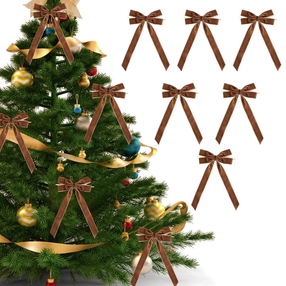 FeiFu 10.24in 6 Piece Christmas Bow Decorations Hanging Ornaments Festive Holiday Bows for Christmas Tree Home Party Mantel Tabletop Decor