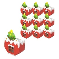 FeiFu 10-Pack Christmas Foldable Candy Boxes Paper Bag Handbag Christmas Cookies Holiday Gift Wrap Paper Holders for Party Supplies