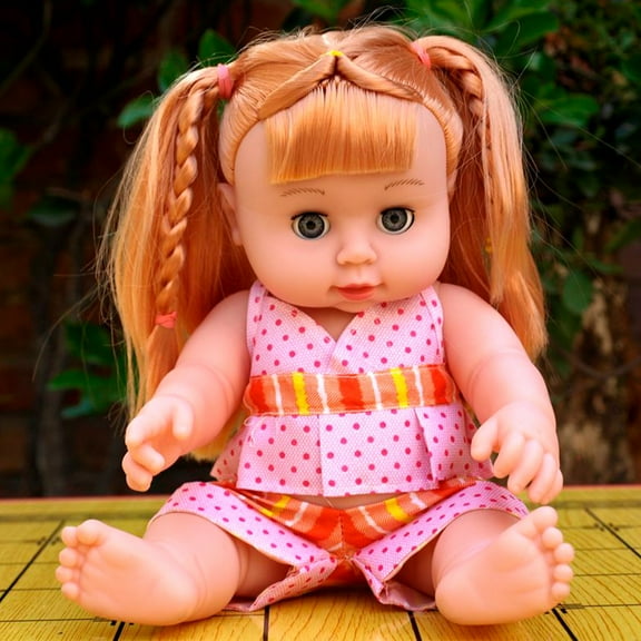 FeiFu 11in Voice Activated Blinking Talking Vinyl Doll Soft Silicone Simulation Doll with Light Sound Effects Educational Toy for Preschool Early Learning