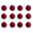 thumbnail image 1 of FeiFu 12PCS Christmas Burgundy Flocked Balls 3.15in Ornaments Hanging Decorations Festive Holiday Atmosphere Props Soft Flocked for Christmas Tree Party Decor, 1 of 2