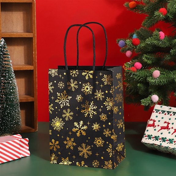 FeiFu 12PCS Christmas Snowflake Tote Bags Gift Bags Festive Snowflake Design Durable Material for Holiday Gift Packaging and Party Favors