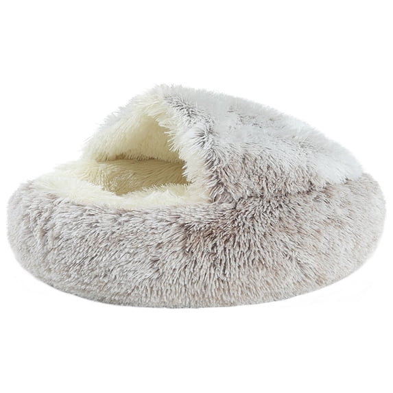 FeiFu 15.7in Round Deep Pet Bed for Dogs Cats Soft Comfortable Material Non-slip Bottom Foldable Design Suitable for Indoor Outdoor Small Medium Pets Resting