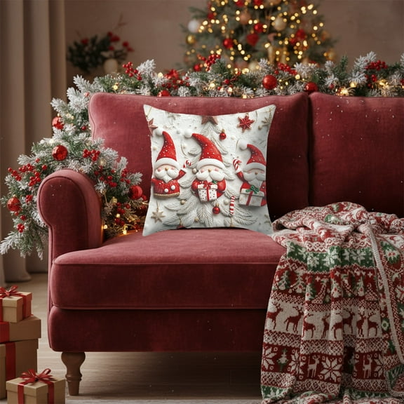 FeiFu 17.72x17.72in Christmas Pillow Cover Classic Christmas Patterns Soft Cushion Covers for Sofa Couch Bed Winter Xmas Decor for Home