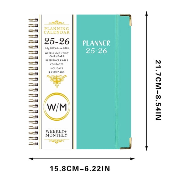 FeiFu A5 Schedule Book Separated Page Coil Planner Bilingual English Planning Notebook, Academic Calendar Planner with Flexible Cover C