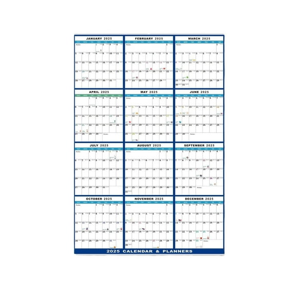 FeiFu Dry Erase Calendar Large Yearly Wall calendar,2-Side Vertical Reversible Calendar, Wall Calendar with Notes Calendar Foldable Style colorful