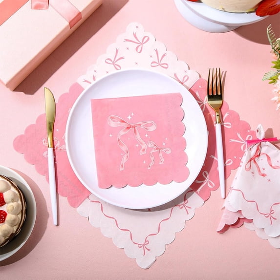 FeiFu 20PCS Bowknot Paper Napkins Party Supplies Birthday Decor Party Atmospheres Napkins Soft Absorbent Disposable for Home Party Dining Table Use