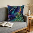 thumbnail image 1 of FeiFu 2D Peacock Pattern Embroidered-Style Pillow Cover 17.7x17.7in Decorative Cushion Cover Without Insert for Sofa Couch Living Room Home Decor, 1 of 6