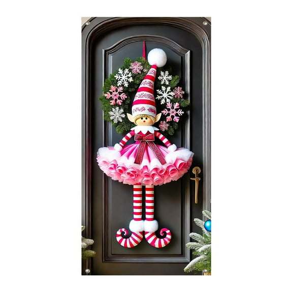 FeiFu 35.4×70.8 Inch Christmas Door Cover Door Curtain Holiday Door Wall Decoration Enhances Holiday Vibe Suitable for Door or Wall Decor Indoor Outdoor Use