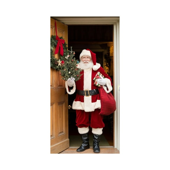 FeiFu 35×71 Inches Christmas Door Cover Christmas Holiday Door Wall Festive Decoration Adds Cheer to Home Entrance Suitable for Decorating Doors or Walls